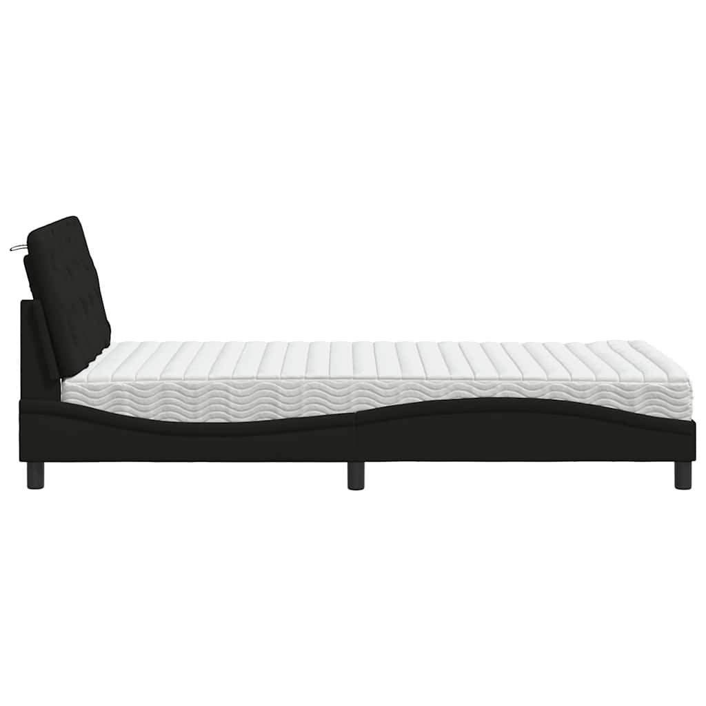 Lit avec matelas noir 100x200 cm tissu - XIOS