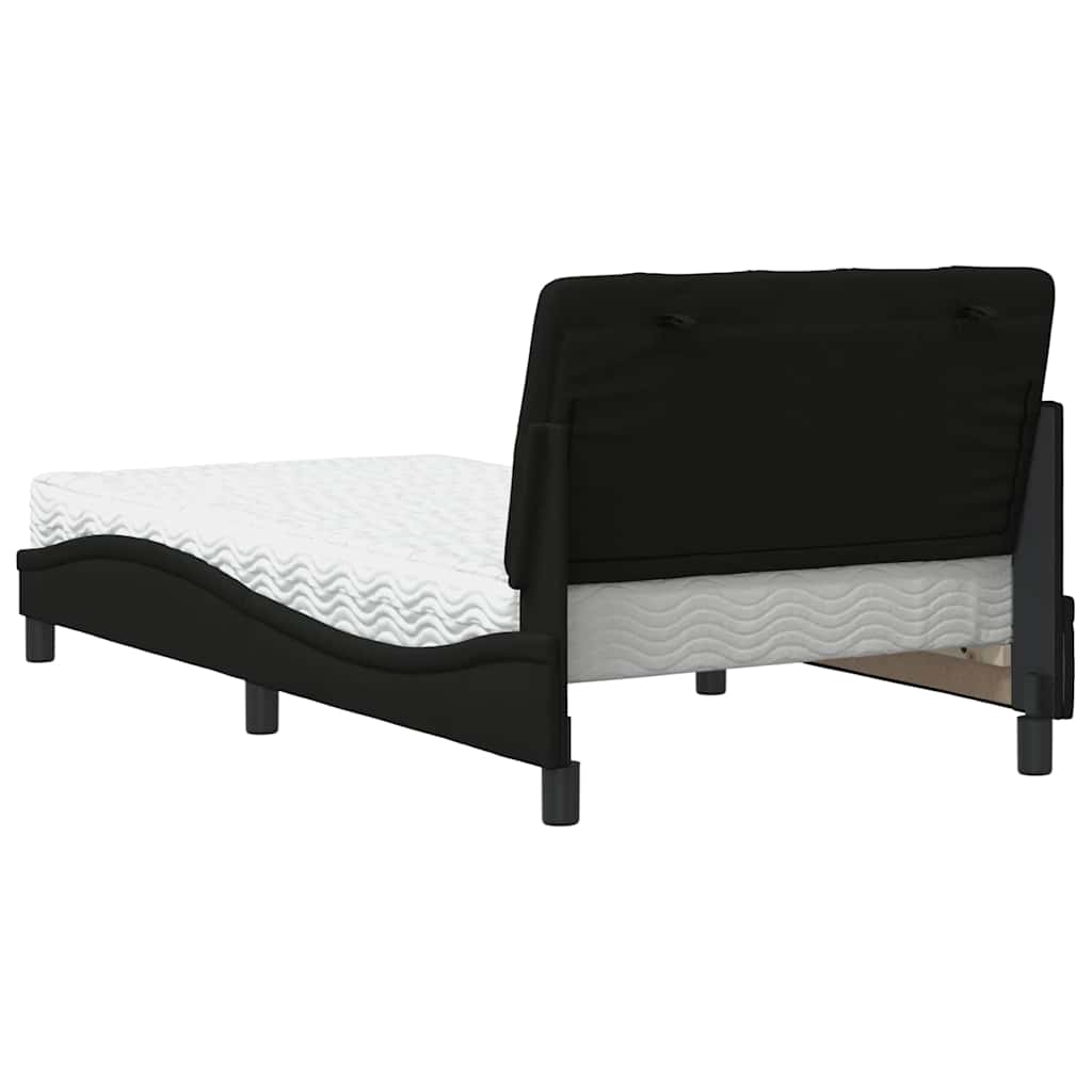 Lit avec matelas noir 100x200 cm tissu - XIOS