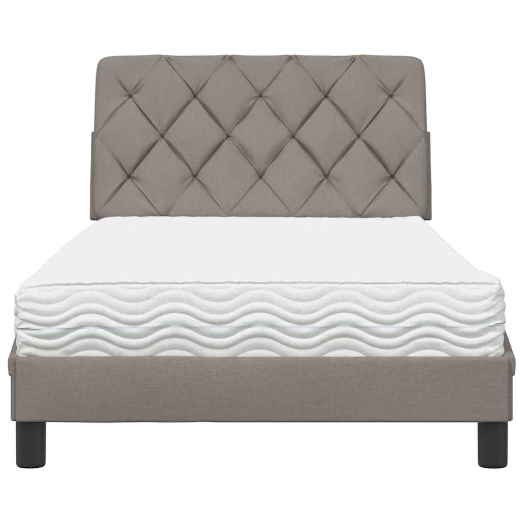 Lit avec matelas taupe 100x200 cm tissu
