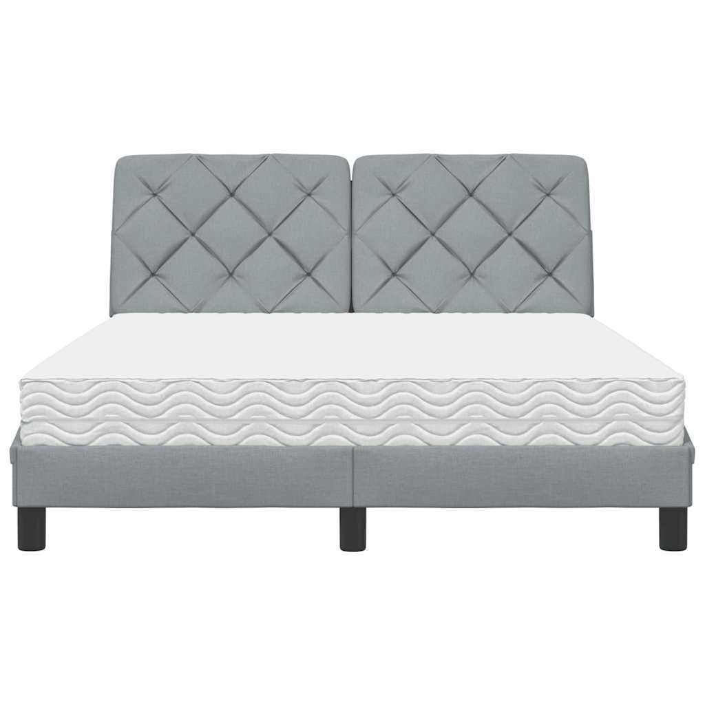 Lit avec matelas gris clair 120x200 cm tissu