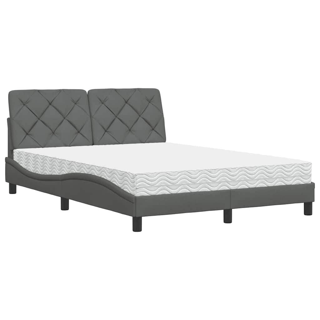 Lit avec matelas gris foncé 120x200 cm tissu - XIOS