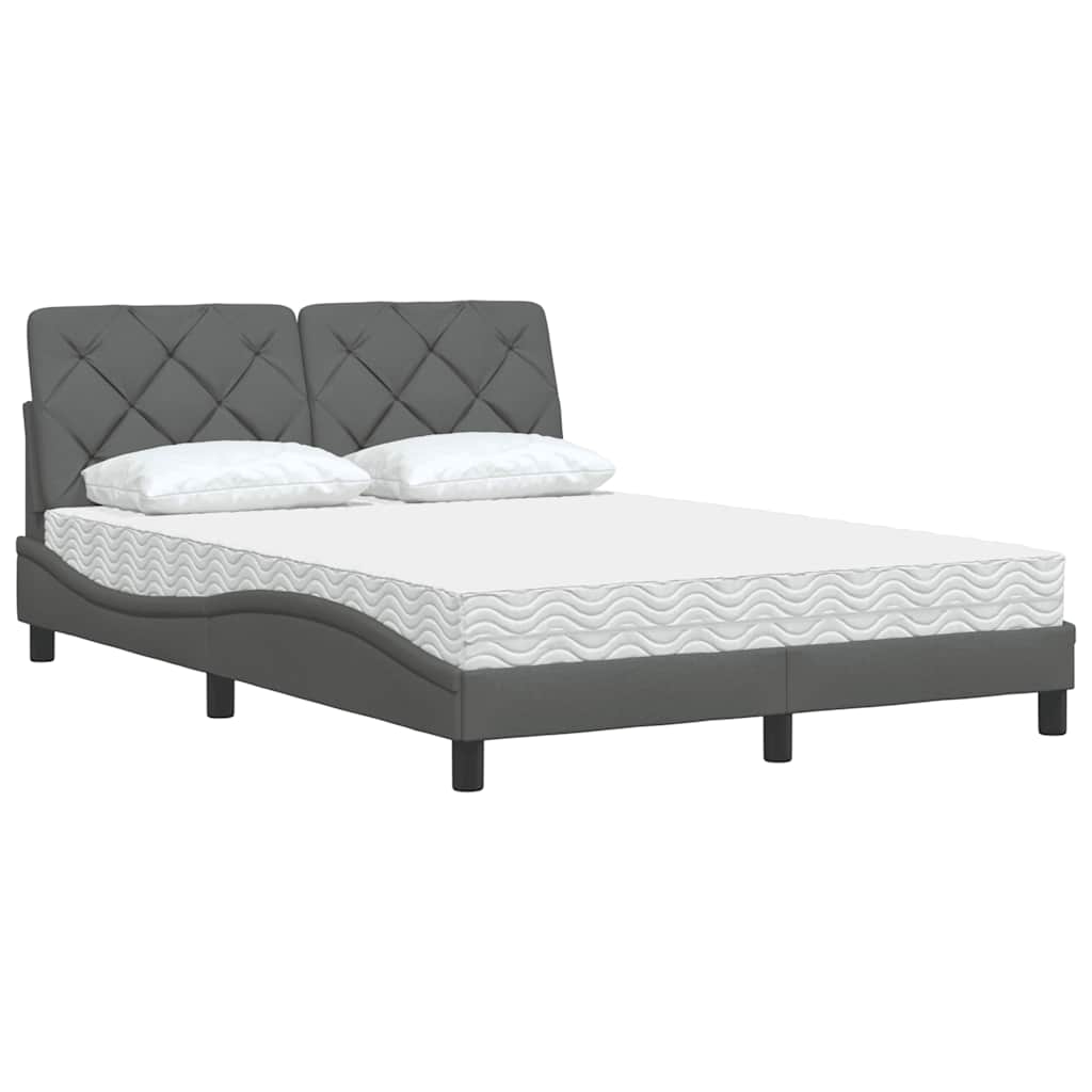 Lit avec matelas gris foncé 120x200 cm tissu - XIOS