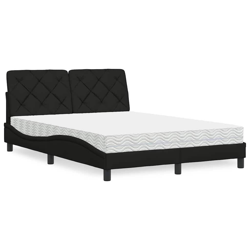 Lit avec matelas noir 120x200 cm tissu - XIOS