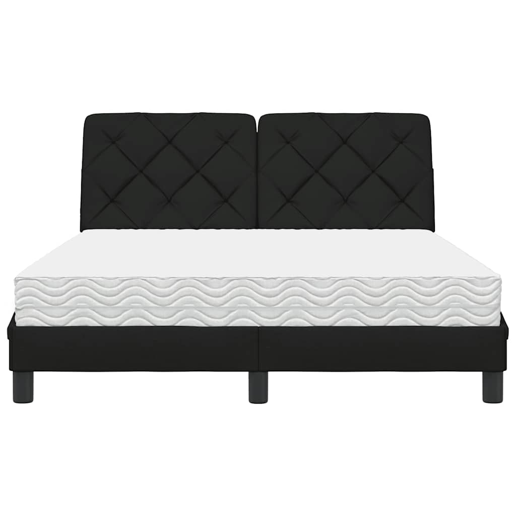 Lit avec matelas noir 120x200 cm tissu - XIOS