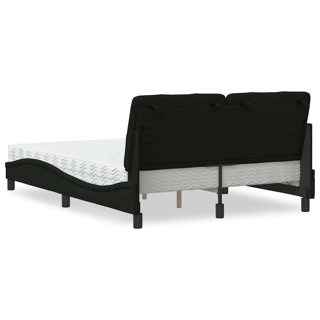Lit avec matelas noir 120x200 cm tissu - XIOS