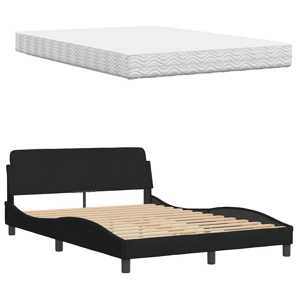 Lit avec matelas noir 120x200 cm tissu - XIOS