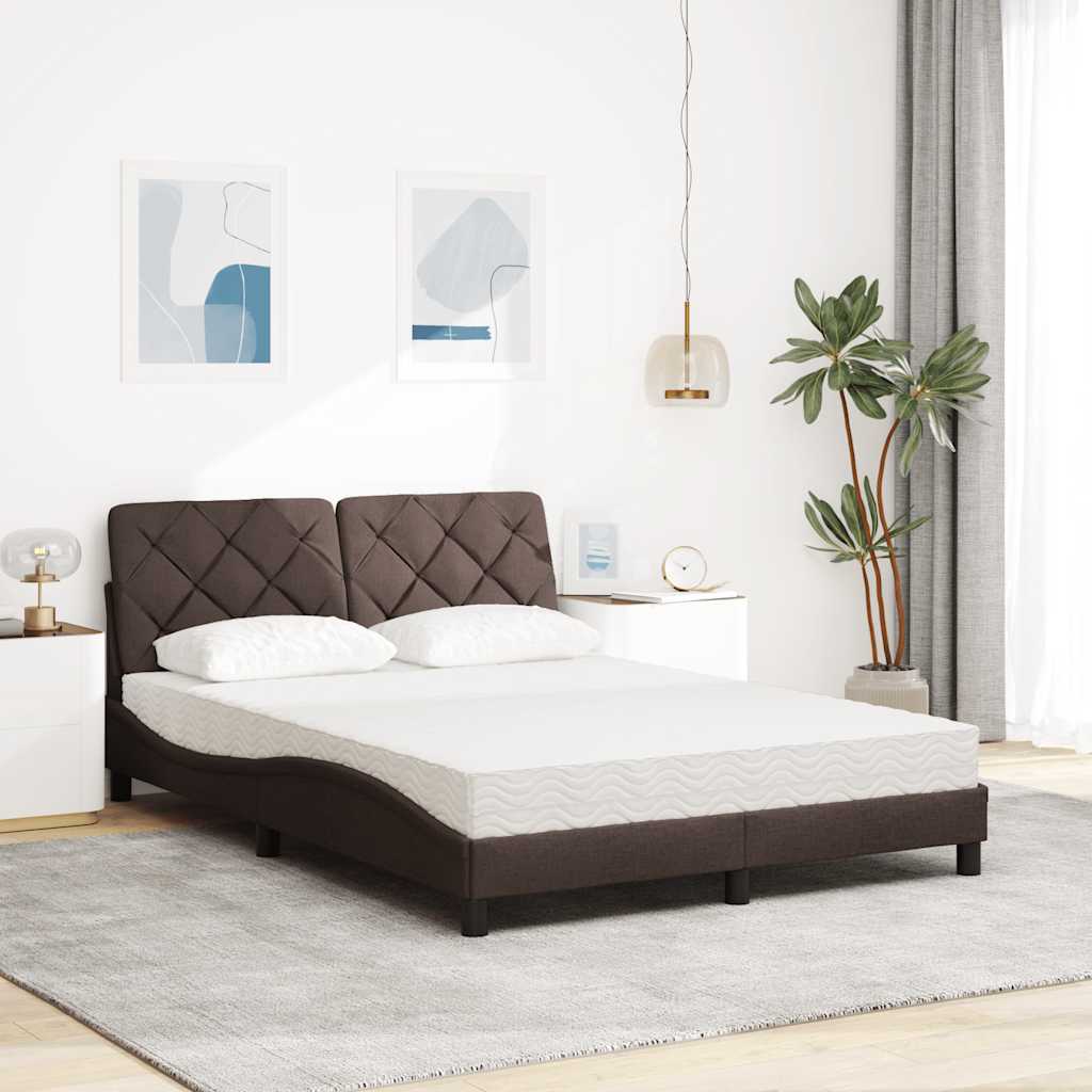 Lit avec matelas marron foncé 120x200 cm tissu - XIOS
