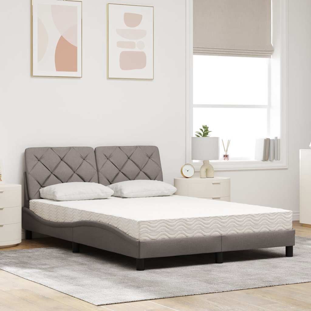 Lit avec matelas taupe 120x200 cm tissu - XIOS
