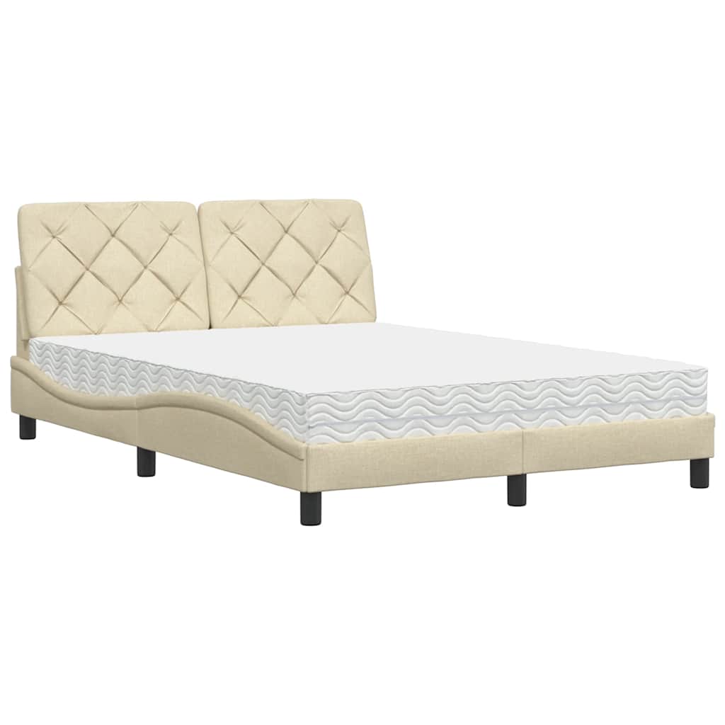 Lit avec matelas crème 120x200 cm tissu - XIOS