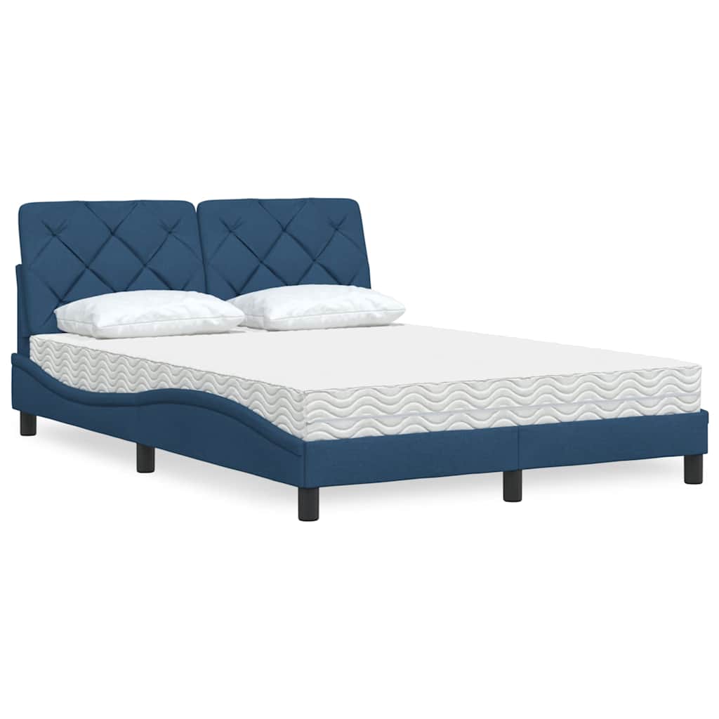 Lit avec matelas bleu 120x200 cm tissu - XIOS