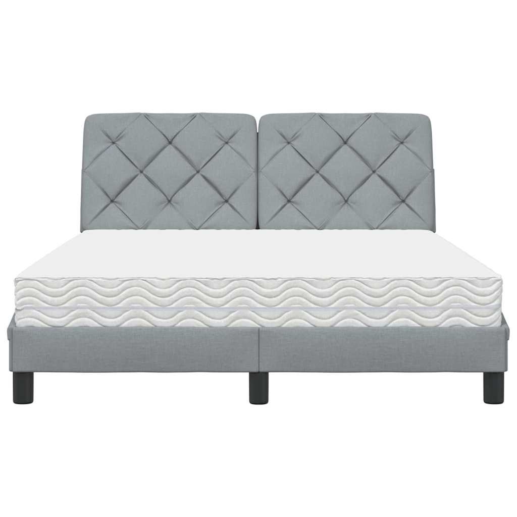 Lit avec matelas gris clair 140x190 cm tissu - XIOS