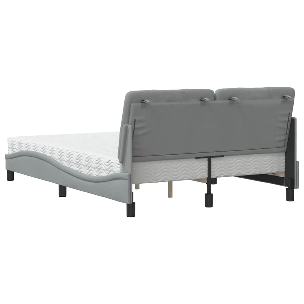 Lit avec matelas gris clair 140x190 cm tissu - XIOS