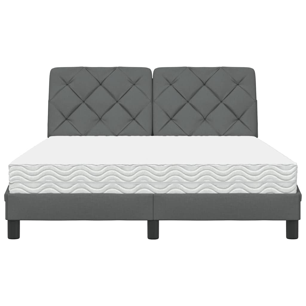 Lit avec matelas gris foncé 140x190 cm tissu - XIOS