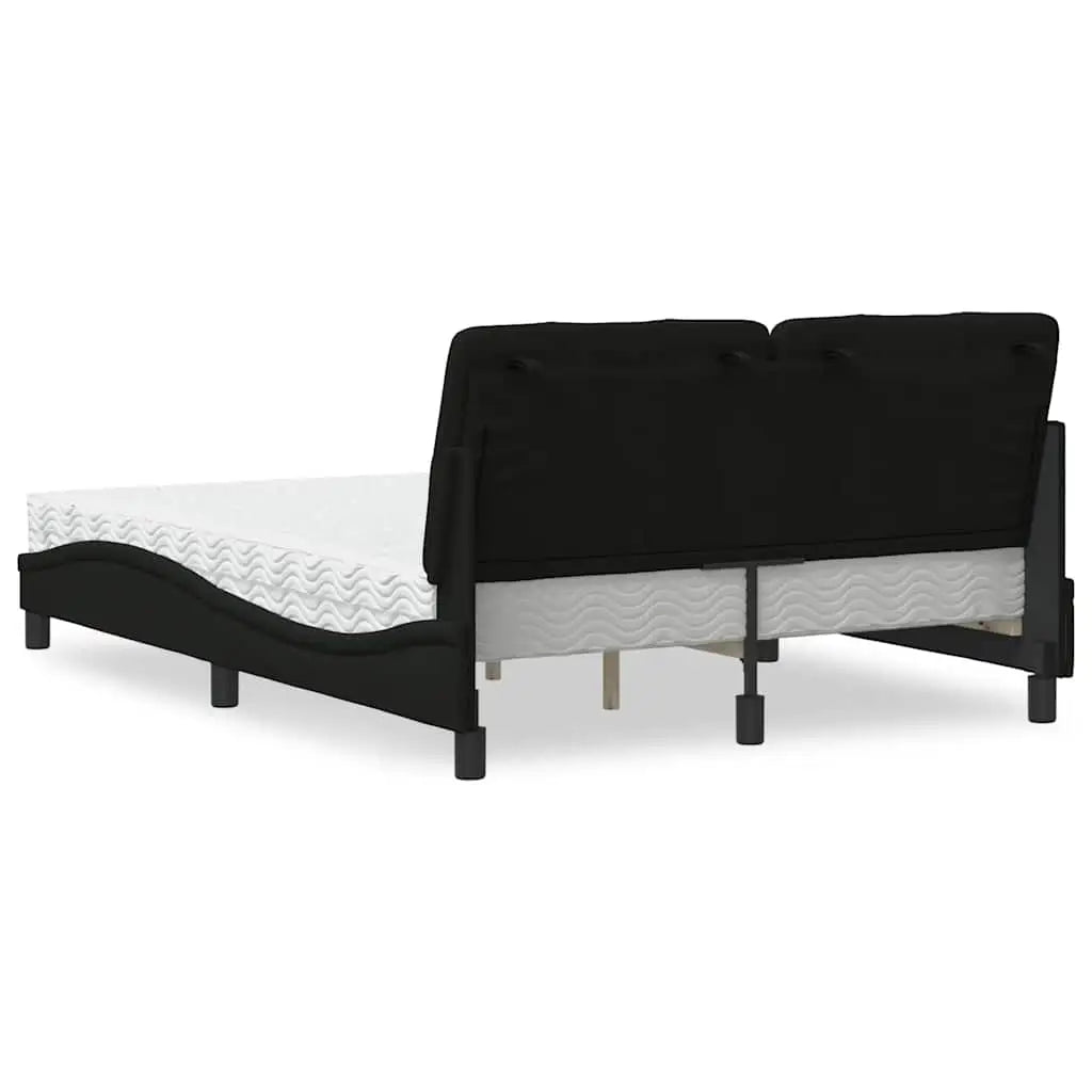 Lit avec matelas noir 140x190 cm tissu - XIOS