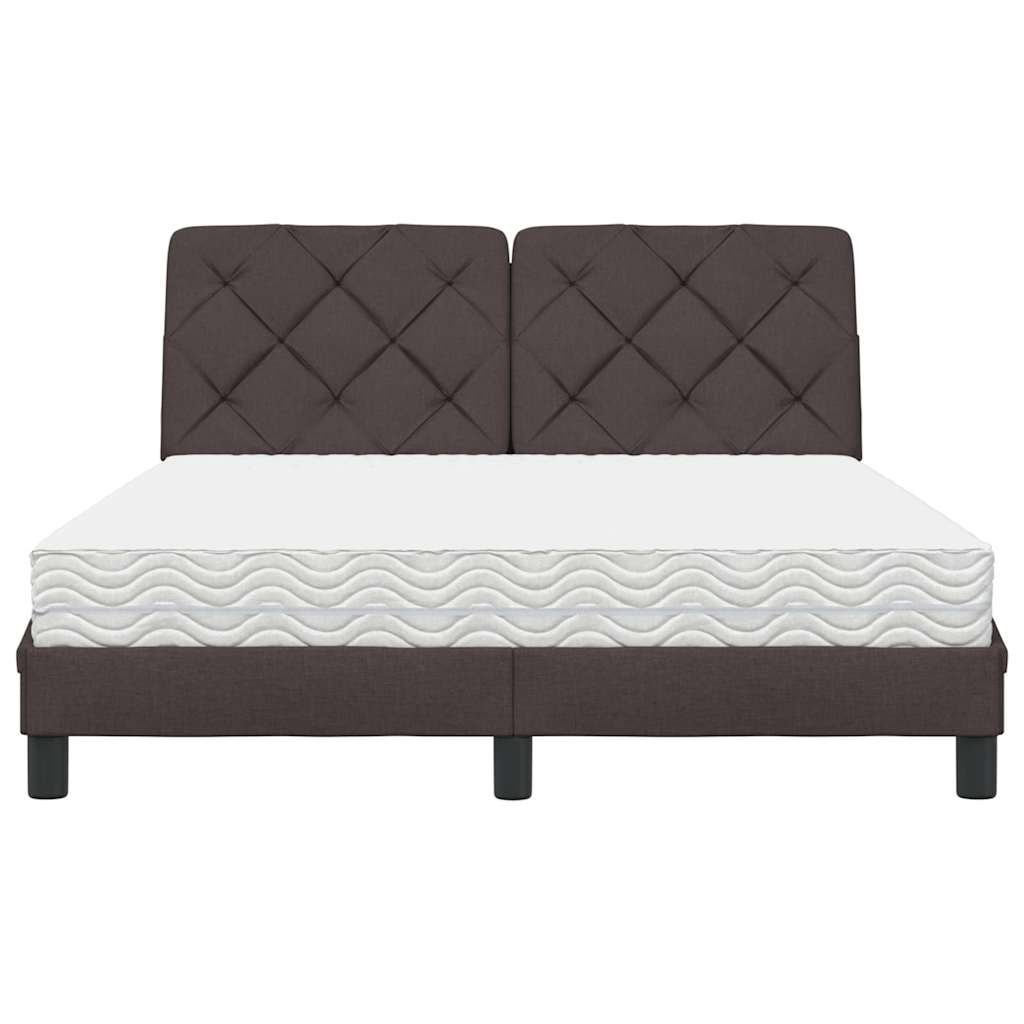 Lit avec matelas marron foncé 140x190 cm tissu - XIOS