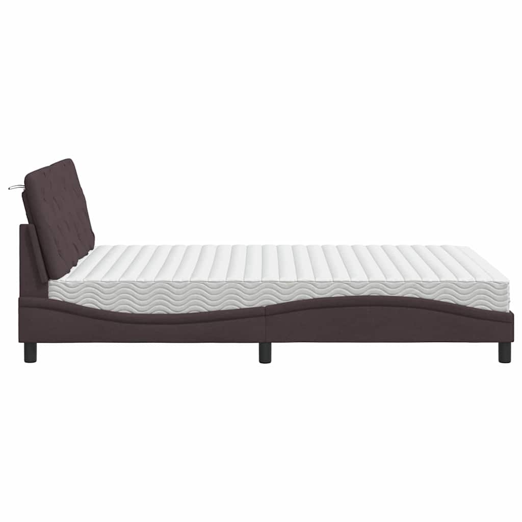 Lit avec matelas marron foncé 140x190 cm tissu - XIOS