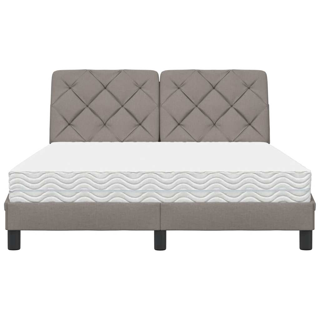 Lit avec matelas taupe 140x190 cm tissu - XIOS