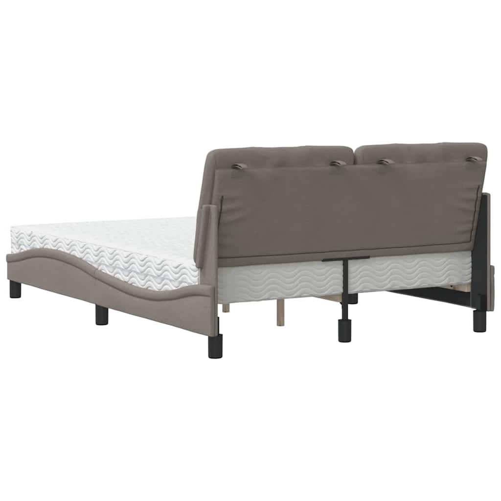 Lit avec matelas taupe 140x190 cm tissu - XIOS