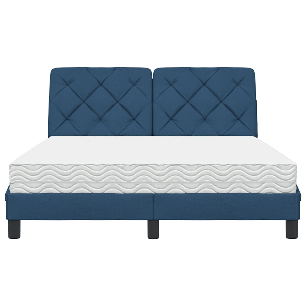 Lit avec matelas bleu 140x190 cm tissu - XIOS