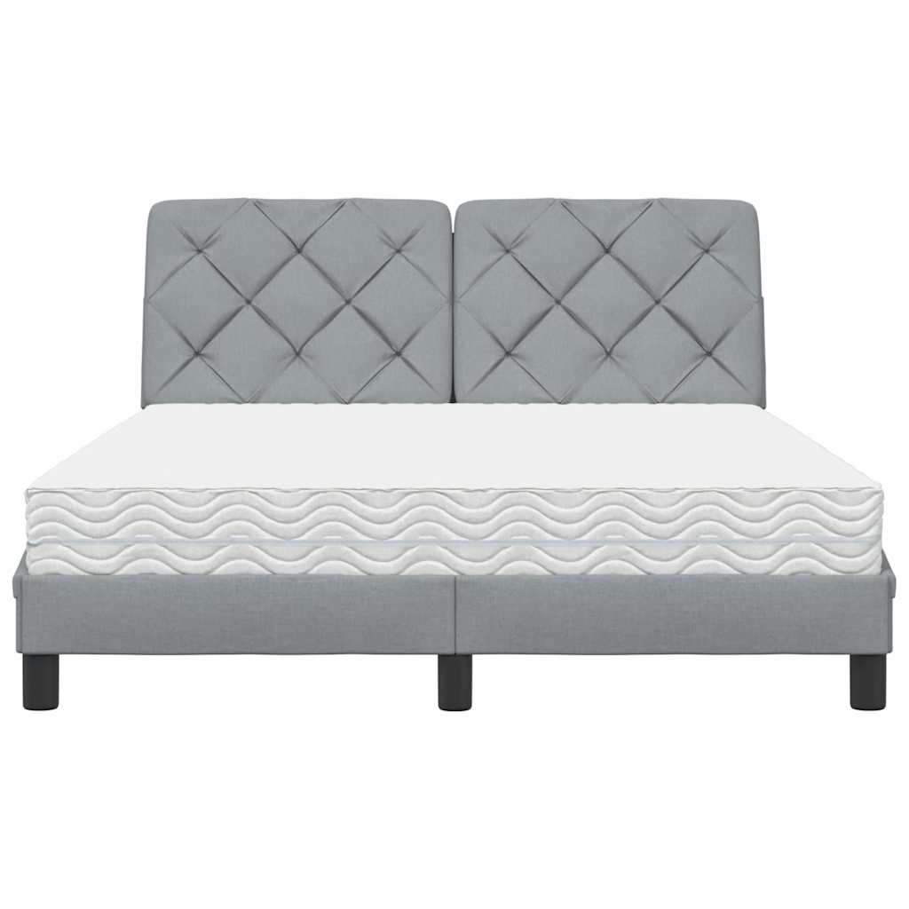 Lit avec matelas gris clair 140x200 cm tissu - XIOS