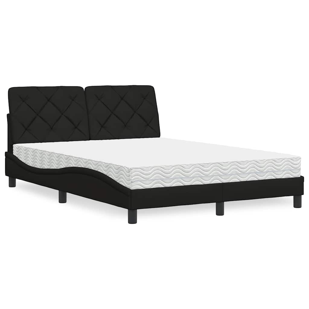 Lit avec matelas noir 140x200 cm tissu - XIOS