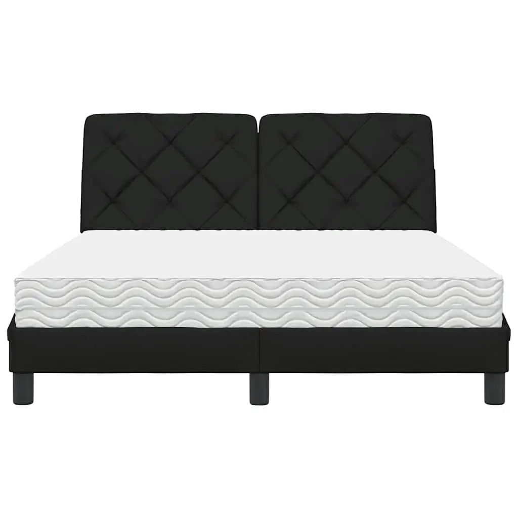 Lit avec matelas noir 140x200 cm tissu - XIOS