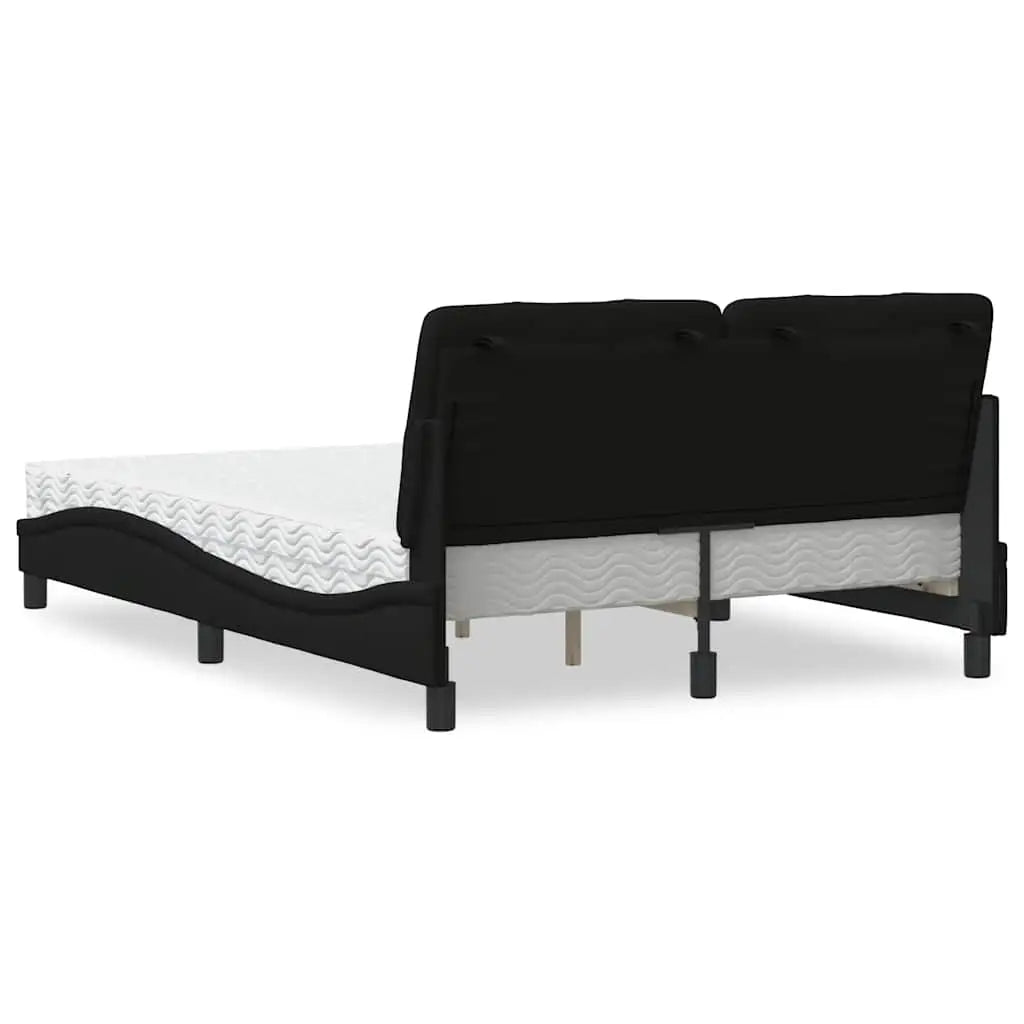 Lit avec matelas noir 140x200 cm tissu - XIOS