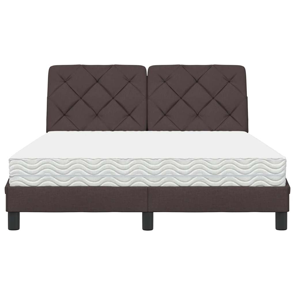 Lit avec matelas marron foncé 140x200 cm tissu - XIOS