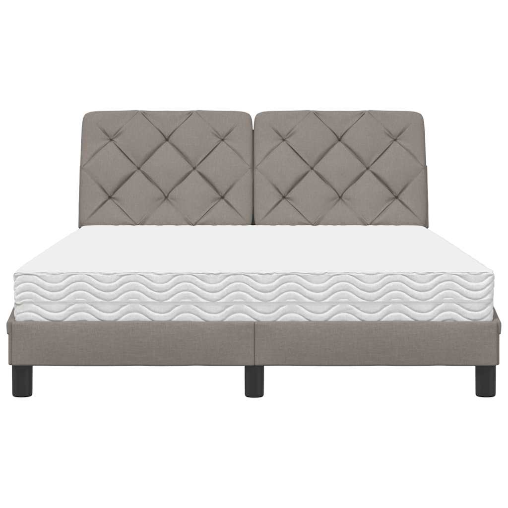 Lit avec matelas taupe 140x200 cm tissu - XIOS