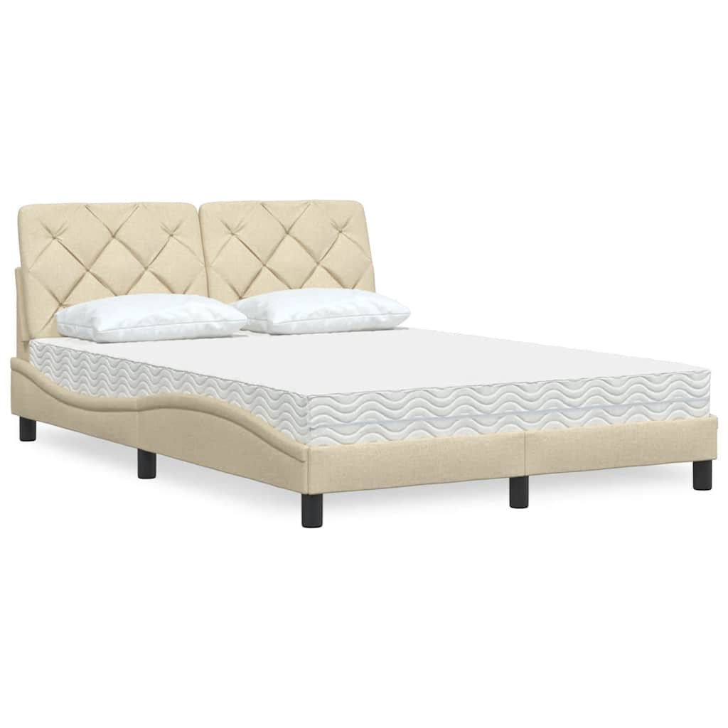 Lit avec matelas crème 140x200 cm tissu - XIOS