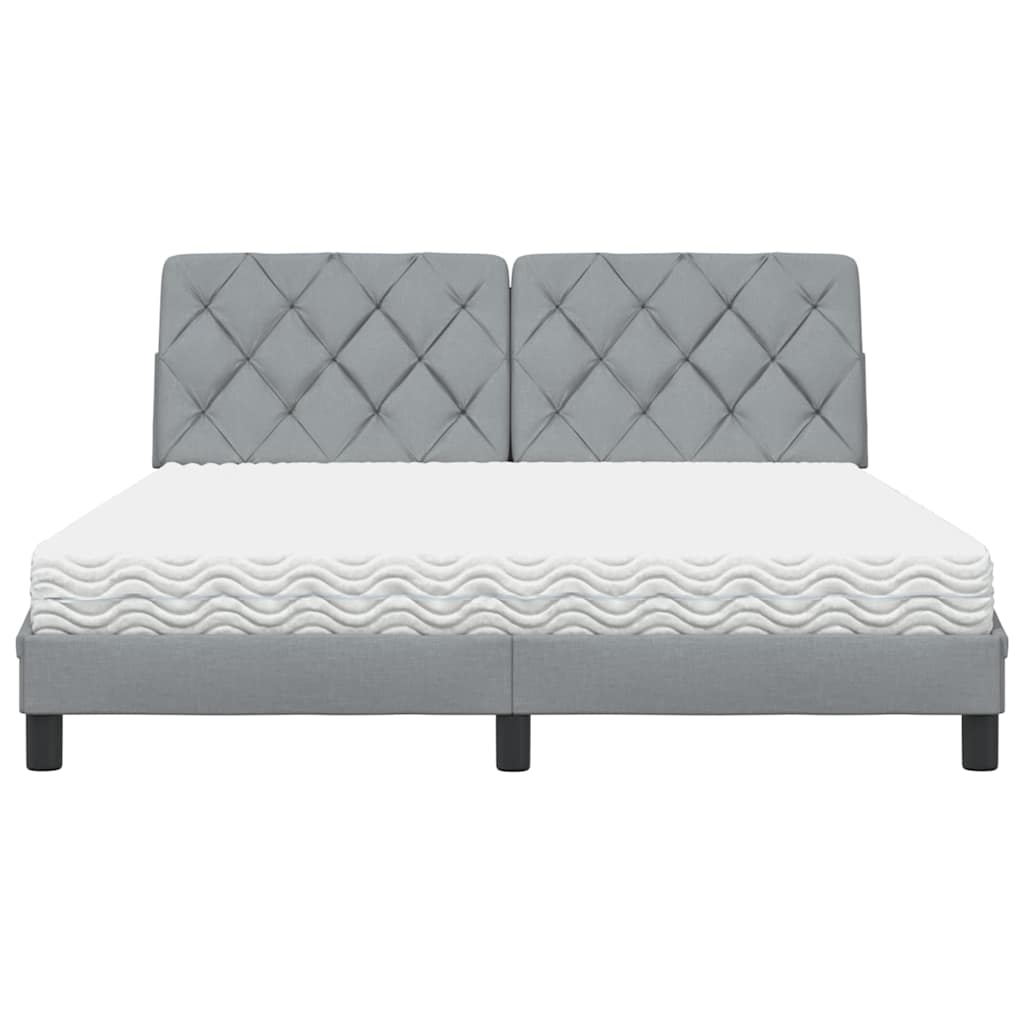 Lit avec matelas gris clair 160x200 cm tissu - XIOS