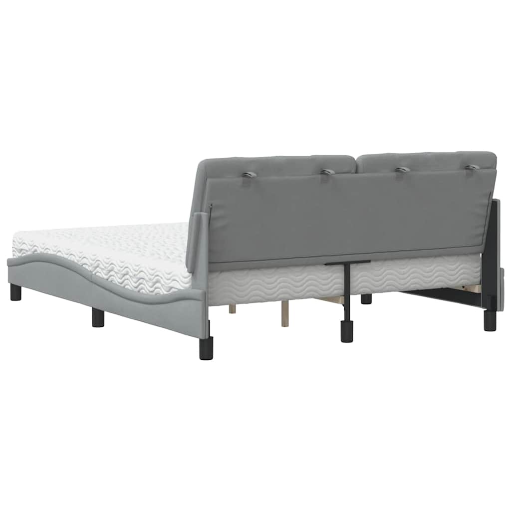 Lit avec matelas gris clair 160x200 cm tissu - XIOS
