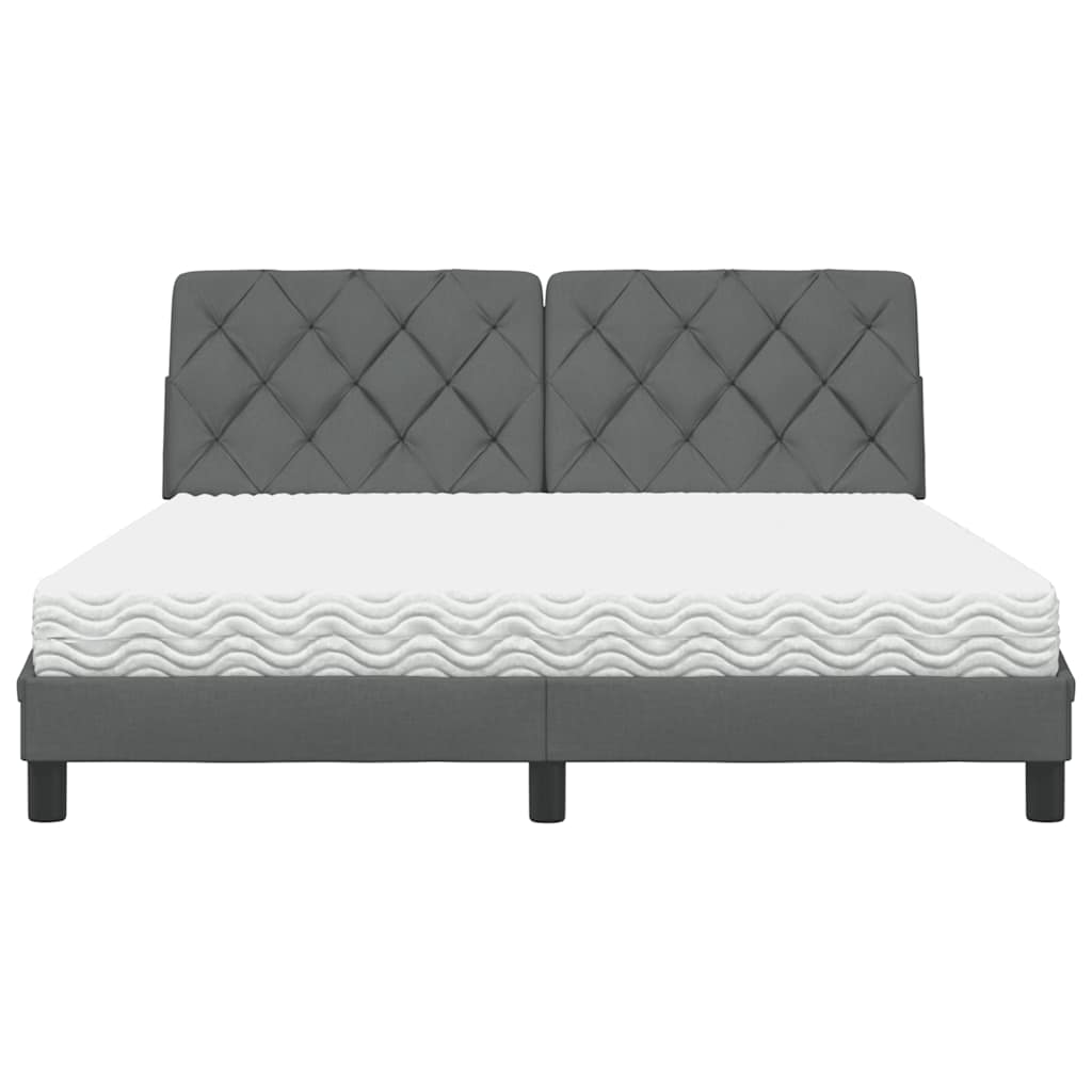 Lit avec matelas gris foncé 160x200 cm tissu - XIOS