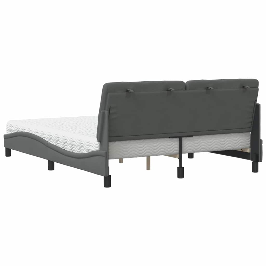 Lit avec matelas gris foncé 160x200 cm tissu - XIOS