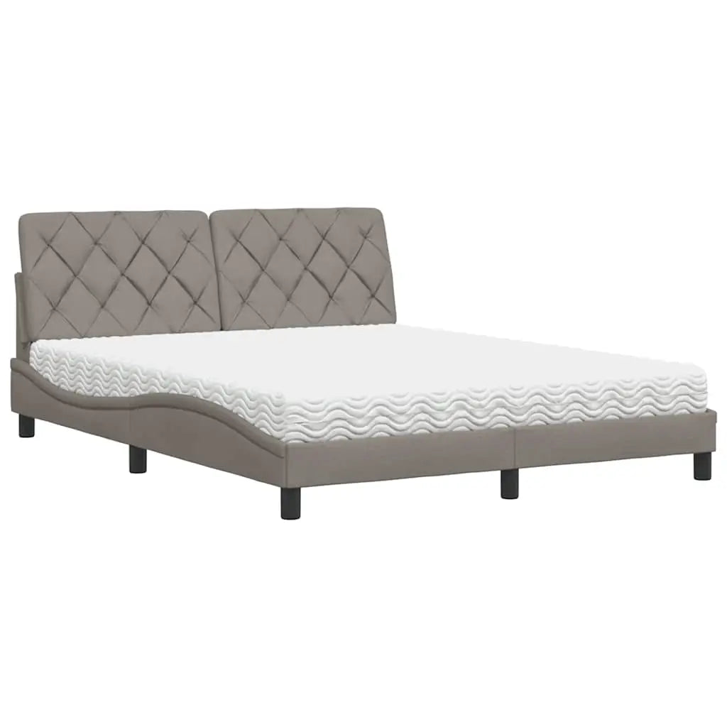 Lit avec matelas taupe 160x200 cm tissu - XIOS