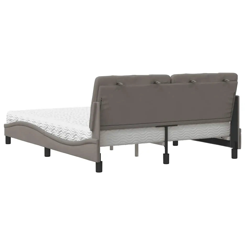 Lit avec matelas taupe 160x200 cm tissu - XIOS