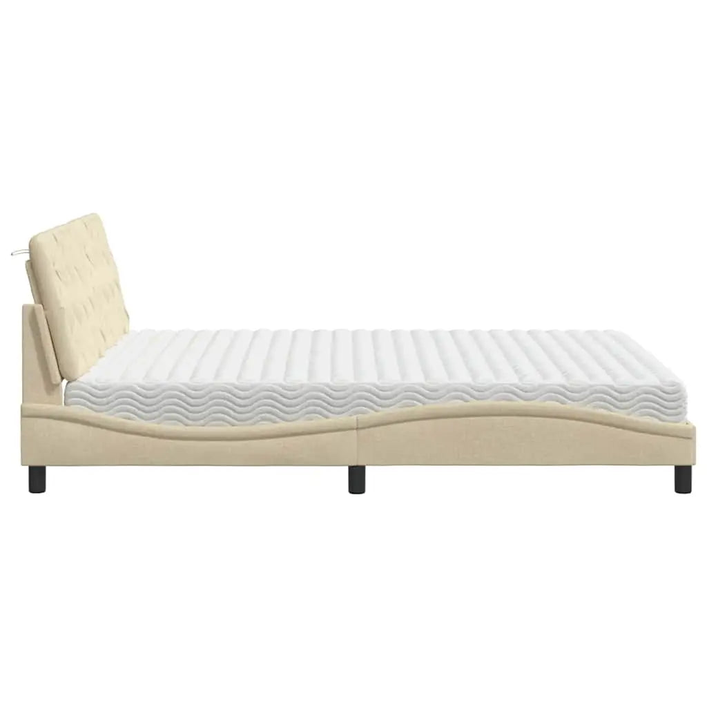 Lit avec matelas crème 160x200 cm tissu - XIOS