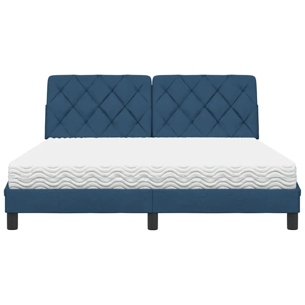 Lit avec matelas bleu 160x200 cm tissu - XIOS
