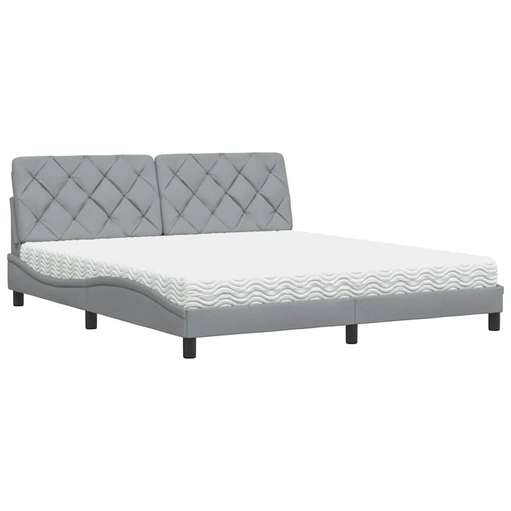 Lit avec matelas gris clair 180x200 cm tissu - XIOS