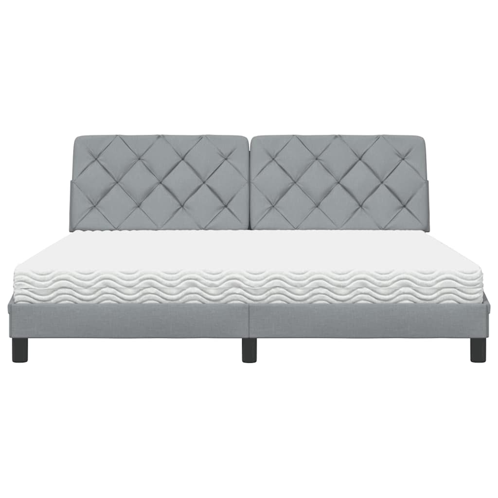 Lit avec matelas gris clair 180x200 cm tissu - XIOS