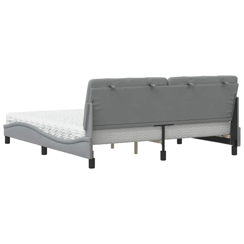 Lit avec matelas gris clair 180x200 cm tissu - XIOS