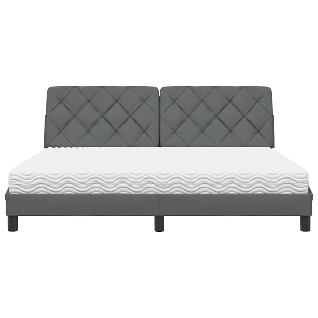 Lit avec matelas gris foncé 180x200 cm tissu - XIOS