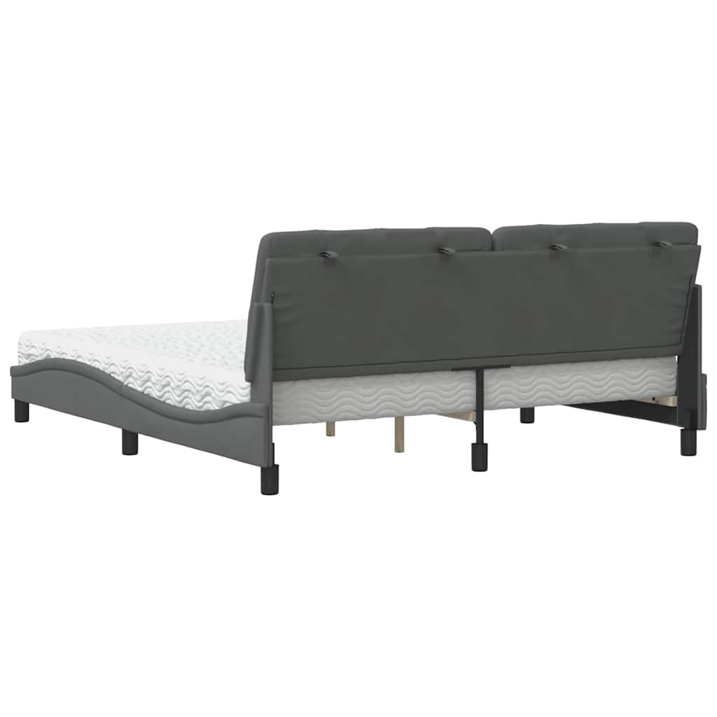 Lit avec matelas gris foncé 180x200 cm tissu - XIOS