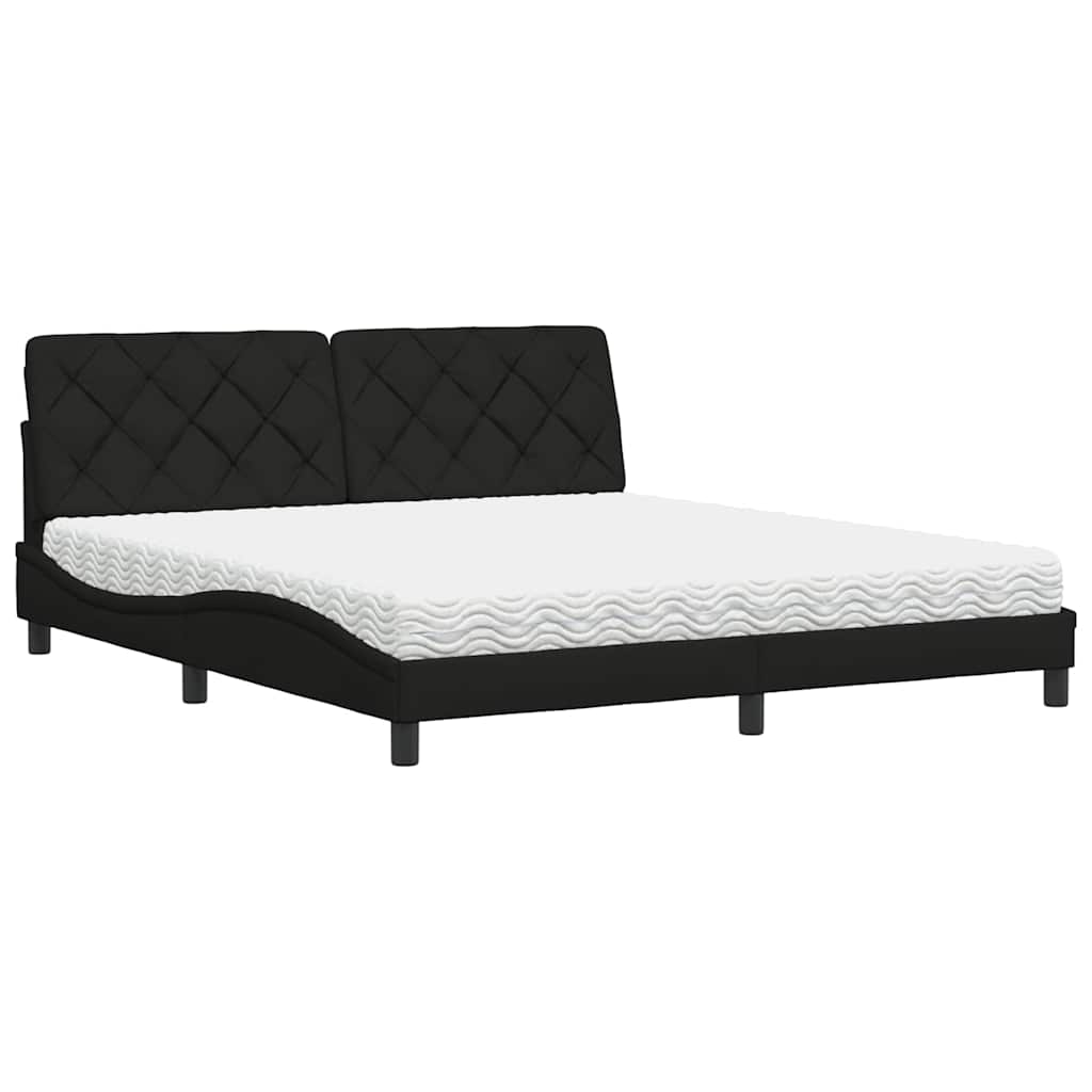 Lit avec matelas noir 180x200 cm tissu - XIOS