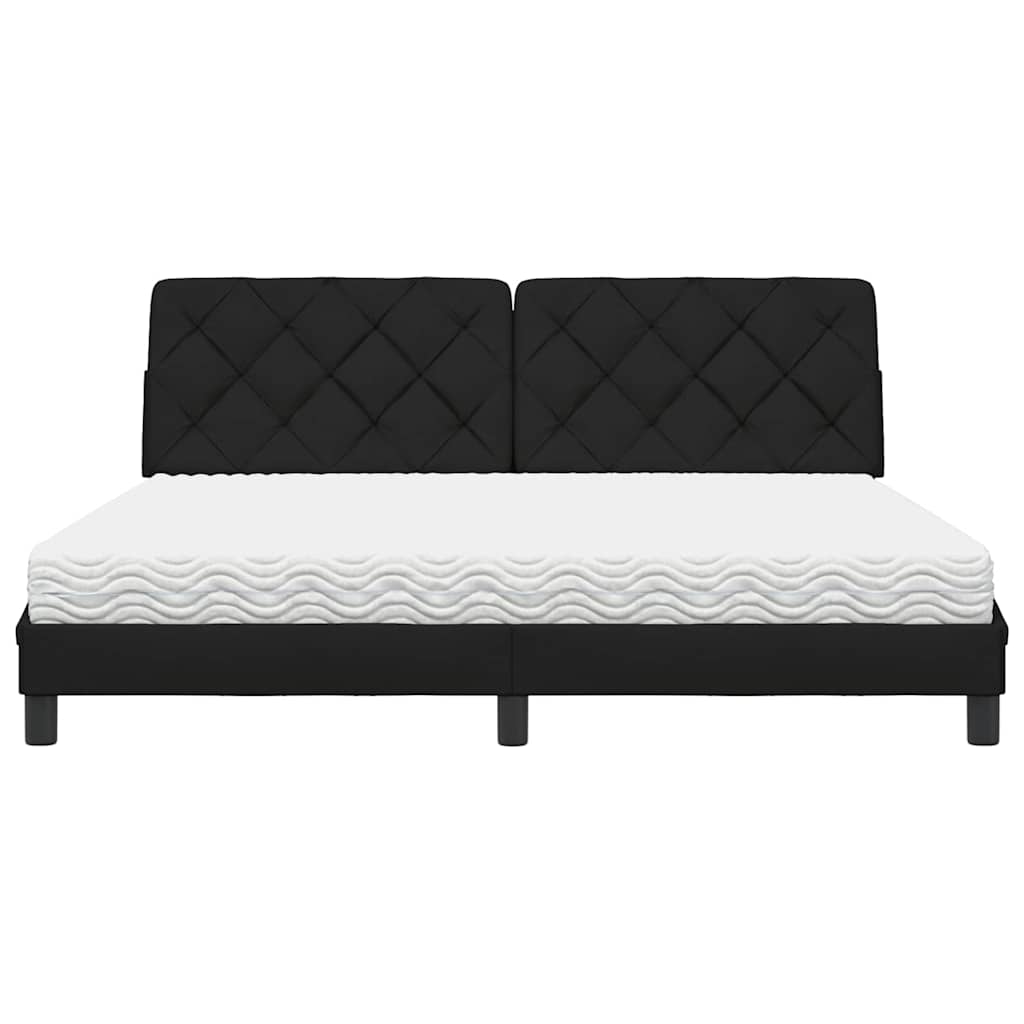 Lit avec matelas noir 180x200 cm tissu - XIOS
