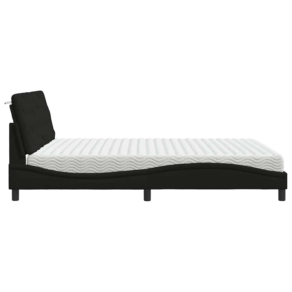 Lit avec matelas noir 180x200 cm tissu - XIOS