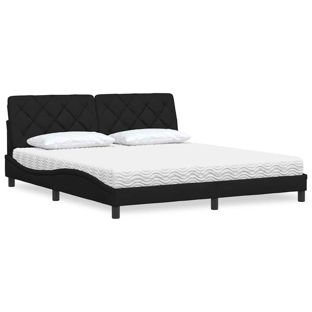 Lit avec matelas noir 180x200 cm tissu - XIOS