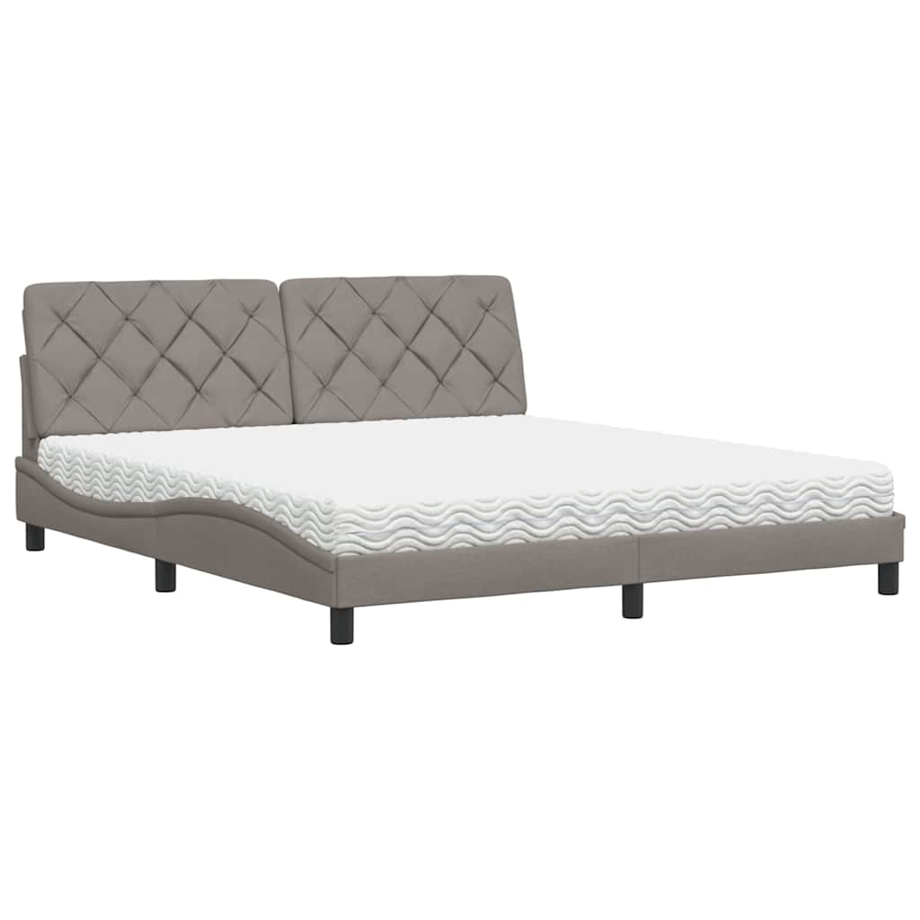 Lit avec matelas taupe 180x200 cm tissu - XIOS