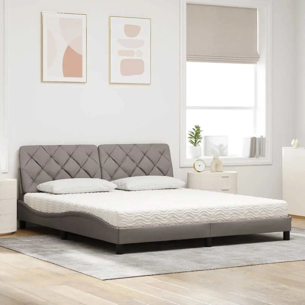 Lit avec matelas taupe 180x200 cm tissu - XIOS