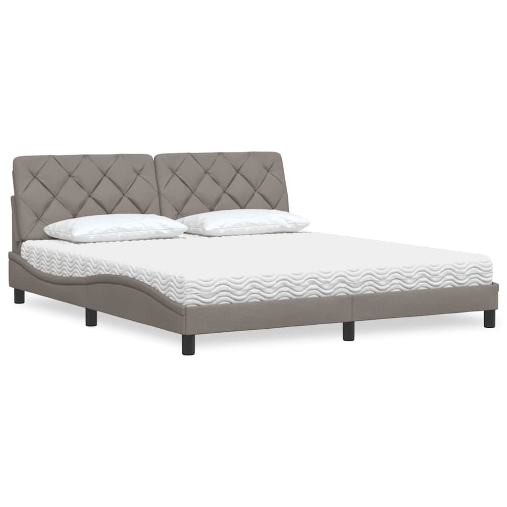 Lit avec matelas taupe 180x200 cm tissu - XIOS